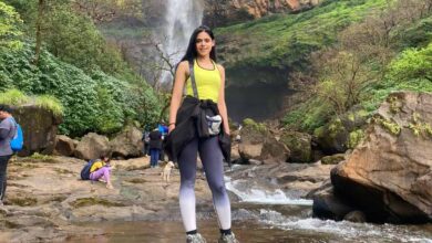 Actress Pranati Rai Prakash has a whale of a time with her gang at the breathtakingly beautiful waterfall